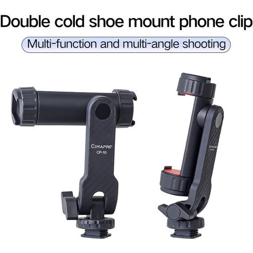 CimaPro CP-10 Trípode y Montura para Smartphone con 2 Cold Shoes y Rotación 360°