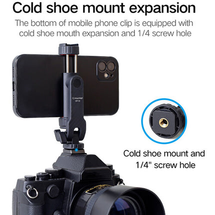 CimaPro CP-10 Trípode y Montura para Smartphone con 2 Cold Shoes y Rotación 360°