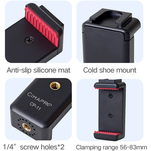 CimaPro CP-11 Soporte para Trípode Smartphone 2.2 a 3.3 Pulg Cold Shoe