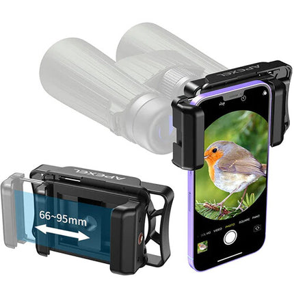 Apexel Adaptador Universal para Smartphone Compatible con Oculares 0.9-2.0 Pulgadas y Teléfonos 2.6-3.7 Pulgadas