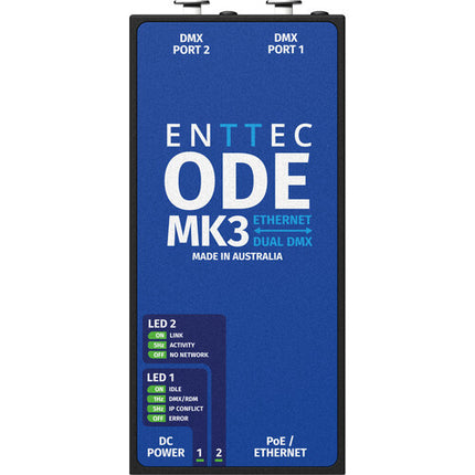 ENTTEC ODE MK3 Interface Ethernet DMX 2 Universos 2 Puertos XLR 5 Pin