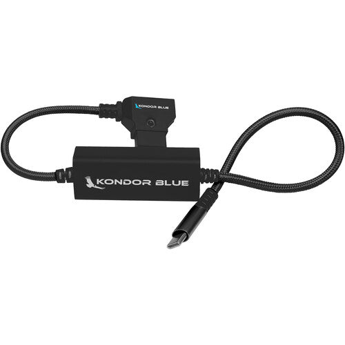 Kondor Blue Cable de alimentación D-Tap a USB-C 16" para cámaras sin espejo 65W Raven Black