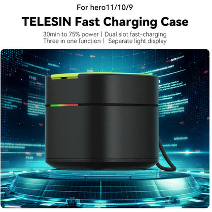 TELESIN Cargador Rápido 2 Canales para Baterías GoPro HERO9/10/11 1.5h USB-C