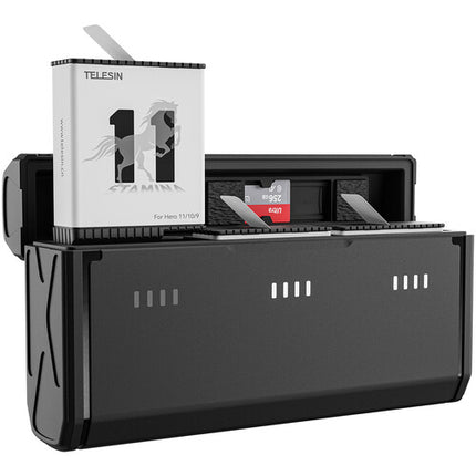TELESIN Cargador de Baterías para GoPro HERO11 10 9 3 Canales 2 5h USB-C Slim Compacto