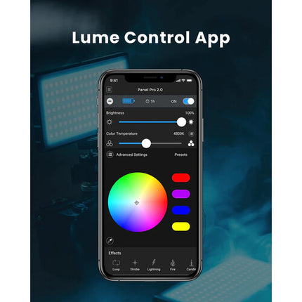 Lume Cube Panel Pro 2.0 Panel LED RGB luz 208 Lux 2 h batería difusor funda suave