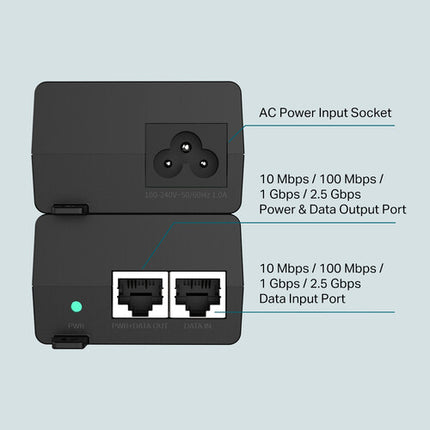 TP-Link TL-POE260S Inyector PoE+ 30W 2 Puertos Gigabit Montaje Pared