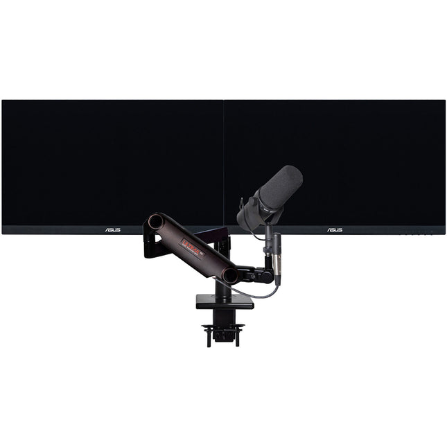 O.C. White ProBoom Ultima Gen2 Soporte Profesional para 2 Monitores y Micrófono 12" brazo horizontal 18" riser vertical