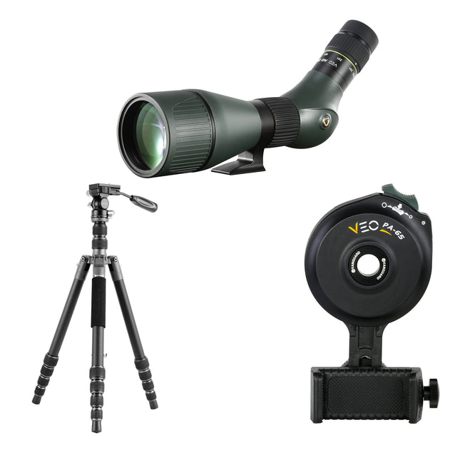 Vanguard 20-60x80 VEO HD telescopio terrestre con trípode aluminio y adaptador digiscoping Bluetooth