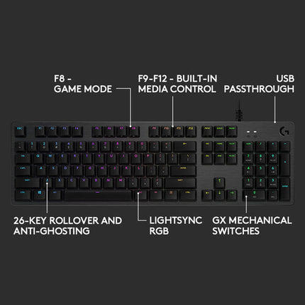 Logitech G G512 LIGHTSYNC RGB Teclado Mecánico Gaming GX Brown Táctil USB