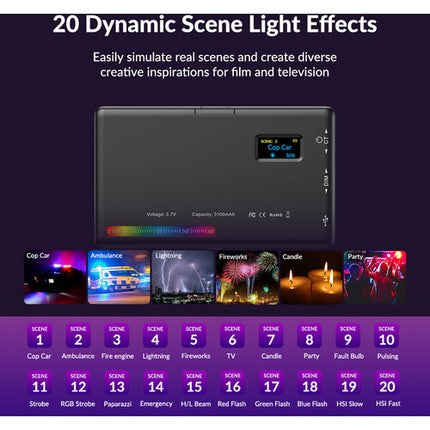 Apexel FL07 Panel LED RGB para Vlogging Luz 106 Lux Batería Integrada