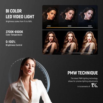 Neewer MS60B Bi-Color Luz LED Monolight 40000 Lux 2700-6500K con Reflector y Adaptador Bowens