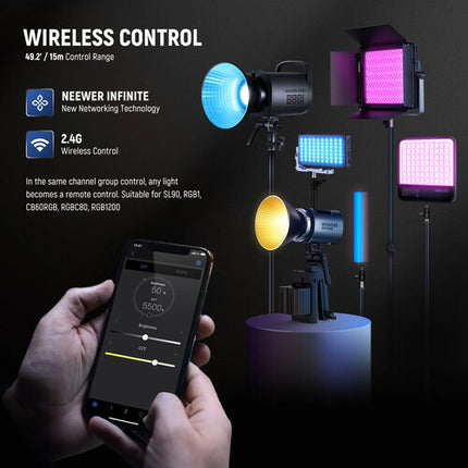 Neewer MS60B Bi-Color Luz LED Monolight 40000 Lux 2700-6500K con Reflector y Adaptador Bowens