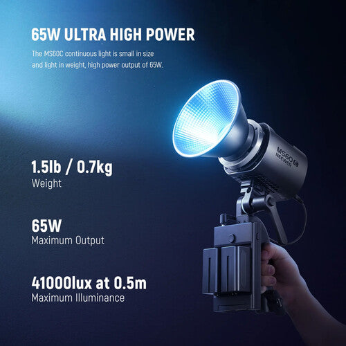 Neewer MS60C RGB LED Monolight Luz Continua 8300 Lux 2700-6500K Kit Completo