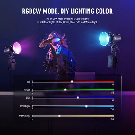 Neewer MS60C RGB LED Monolight Luz Continua 8300 Lux 2700-6500K Kit Completo