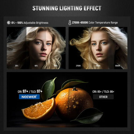 Neewer CB60B LED Monolight Bicolor 34000 Lux 2700-6500K con Reflector