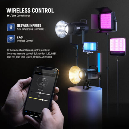Neewer CB60B LED Monolight Bicolor 34000 Lux 2700-6500K con Reflector