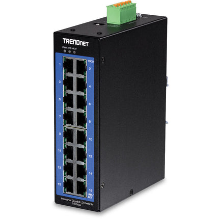 TRENDnet TI-G160i Switch Industrial Gestionado 16 Puertos Gigabit 32 Gbps DIN Rail