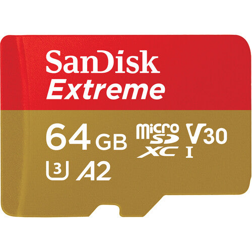 SanDisk 64GB Extreme microSDXC UHS-I A2 V30 Class 10 con Adaptador SD