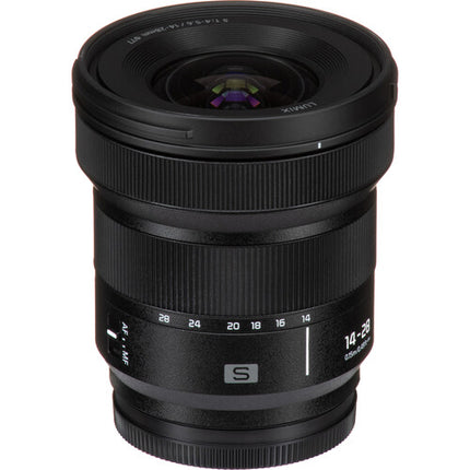 Panasonic LUMIX S 14-28mm f4-5.6 MACRO objetivo Full Frame distancia mínima de enfoque 5.9 pulgadas con parasol y tapas