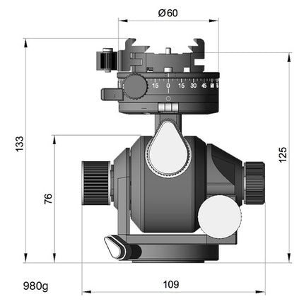 Arca-Swiss d4 Cabeza de Trípode Geared Capacidad 30 kg Altura 13.5 cm