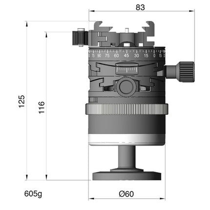 Arca-Swiss Monoball P0+Hybrid Cabezal de Bola con Capacidad 44 lb y Altura 4.9"