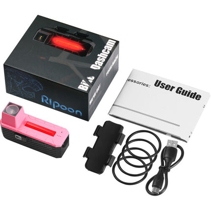 RIPOON Q100 Cámara Trasera Bicicleta Luz LED 100 Lúmenes 1920x1080 60fps Rosa