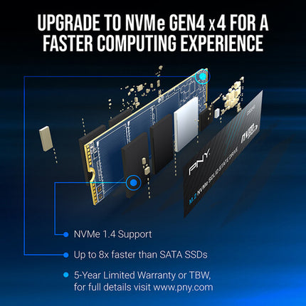 PNY 500GB CS2241 SSD Interna PCIe 4.0 M.2 2280 4700 MB/s Lectura