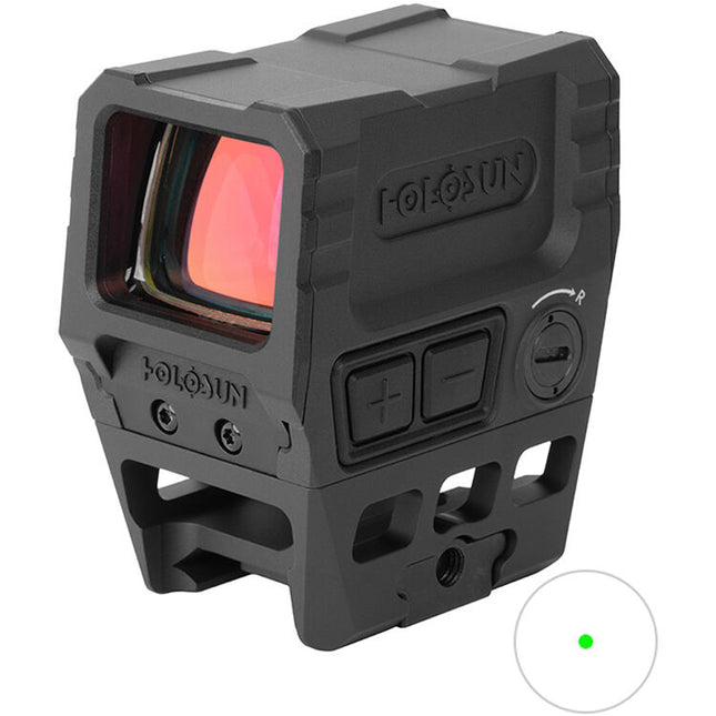 Holosun AEMS CORE Mira Micro Encerrada Punto Verde 2 MOA 12 Brillos Montura Picatinny