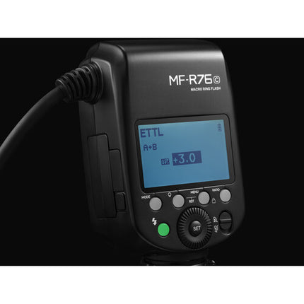 Godox MF-R76N Flash Anillo Macro TTL para Nikon con Batería Recargable y 8 Adaptadores
