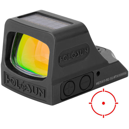 Holosun HE508T X2 Mira Reflex Abierta Retículo Circulo Puntos 12 Brillo Titanio