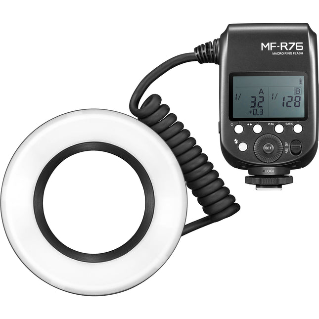 Godox MF-R76 Anillo de Flash Macro con batería recargable y 8 adaptadores de lentes