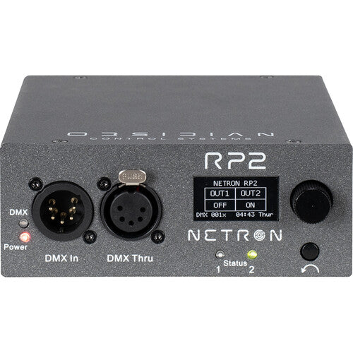 Obsidian NETRON RP2 Relé de Potencia DMX/RDM Dos Puertos 5-Pin OLED 1.3"