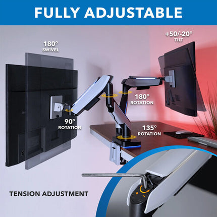Mount-It Brazo Doble Para Monitor Pantallas Hasta 35 Pulgadas 20 Kg Ajustable RGB