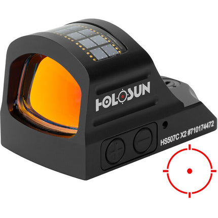 Holosun HS507C X2 Mira Reflex Abierta Círculo Punto Rojo 50Kh Batería Solar