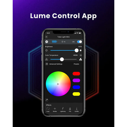 Lume Cube XL RGB Tubo LED 4' Luz 780 Lux 2700-7500K con Tripode y Bolsa