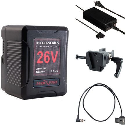 IndiPRO Tools Kit de energía portátil batería V-Mount 260Wh y cargador D-Tap para ikan Lyra LBX8 panel LED bicolor