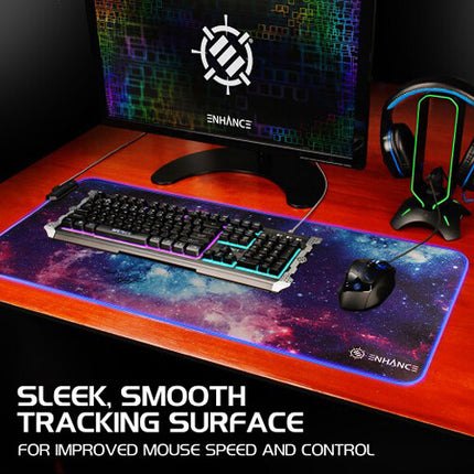 Enhance Pathogen XXL Mouse Pad Iluminado 31.5x14" 3 LEDs Galaxy
