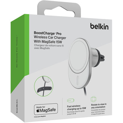 Belkin BoostCharge Pro Soporte de Carga Inalámbrica MagSafe para Coche 15W con Ajuste de Inclinación
