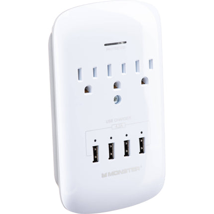 Monster Cable Wall Tap Protector contra Sobretensiones 980J 3 Enchufes 4 USB