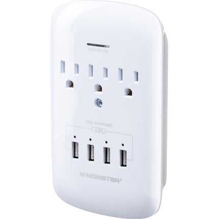 Monster Cable Wall Tap Protector contra Sobretensiones 980J 3 Enchufes 4 USB