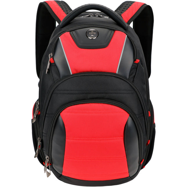 Mochila Antibacterial Swissdigital Circuit Negra Roja Puerto USB Protección RFID