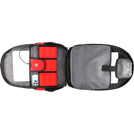 Mochila Antibacterial Swissdigital Circuit Negra Roja Puerto USB Protección RFID
