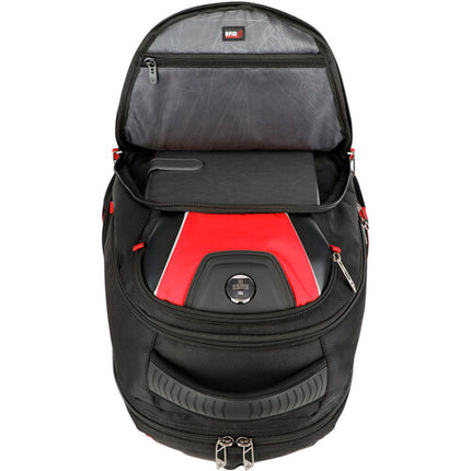 Mochila Antibacterial Swissdigital Circuit Negra Roja Puerto USB Protección RFID