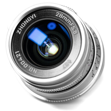 Mitakon Zhongyi Creator 28mm f5.6 objetivo manual diseño compacto y parasol rectangular para FUJIFILM X
