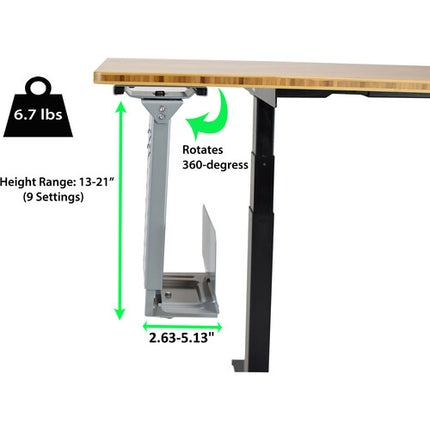 Uncaged Ergonomics Soporte Giratorio para CPU Bajo Escritorio 360° Ajustable