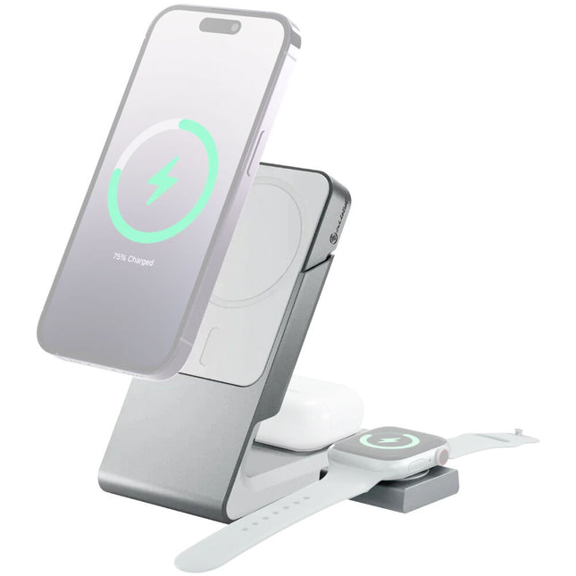 ALOGIC Matrix Dock de carga magnética 3 en 1 con cargador Apple Watch 30W y cable USB-C 1.5' blanco