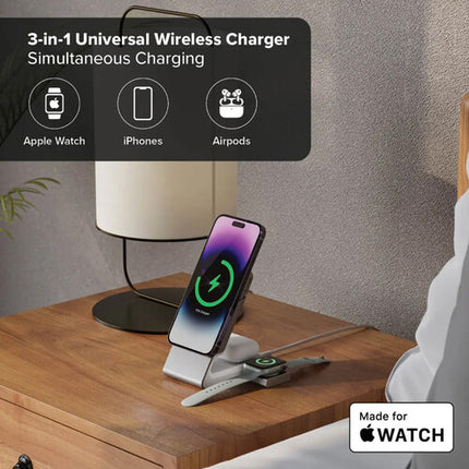ALOGIC Matrix Dock de carga magnética 3 en 1 con cargador Apple Watch 30W y cable USB-C 1.5' blanco