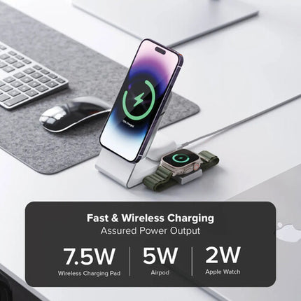 ALOGIC Matrix Dock de carga magnética 3 en 1 con cargador Apple Watch 30W y cable USB-C 1.5' blanco