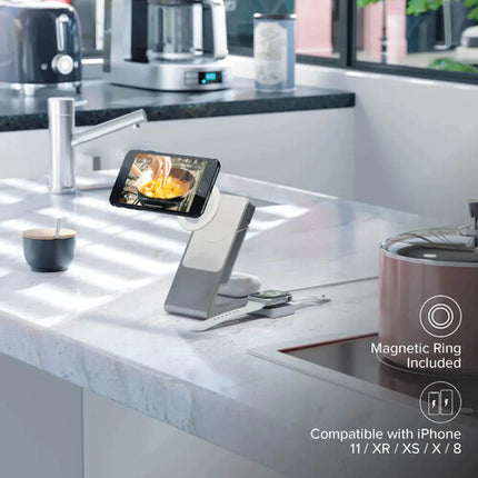 ALOGIC Matrix Dock de carga magnética 3 en 1 con cargador Apple Watch 30W y cable USB-C 1.5' blanco