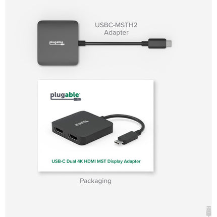 Plugable Adaptador USB-C a Dual HDMI para Pantallas 4K 60Hz MST